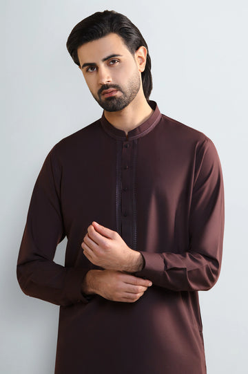 Coffee Brown Wash & Wear Shalwar Kameez
