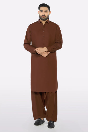 Dark Brown Wash & Wear Shalwar Kameez