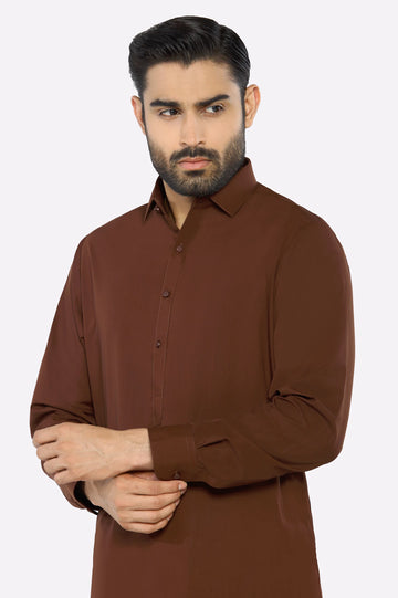 Dark Brown Wash & Wear Shalwar Kameez