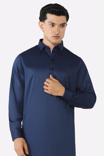 Navy Blue Cotton Shalwar Kameez