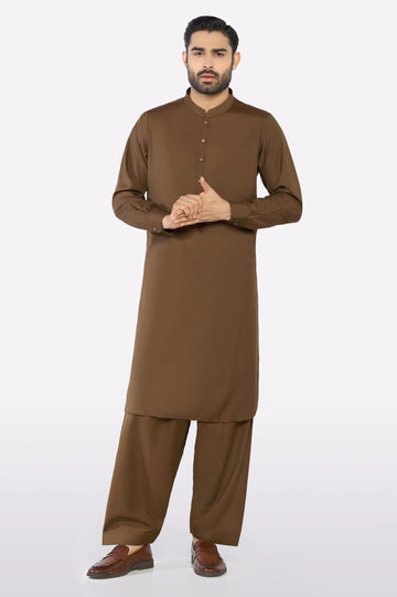 Dark Brown Wash & Wear Shalwar Kameez
