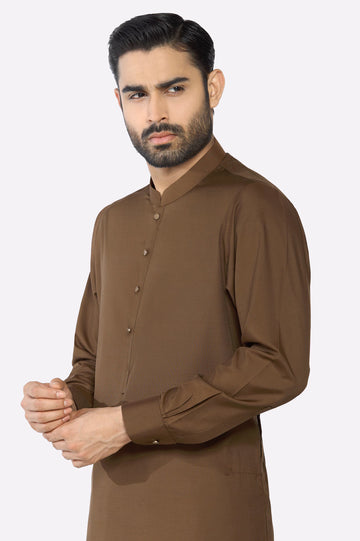 Dark Brown Wash & Wear Shalwar Kameez
