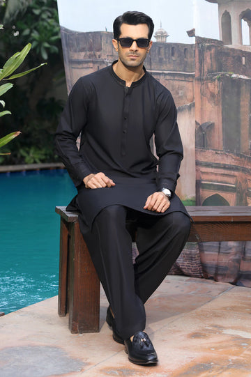 Black Wash & Wear Shalwar Kameez