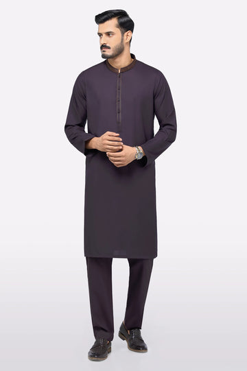 Dark Purple Wash & Wear Kurta Pajama