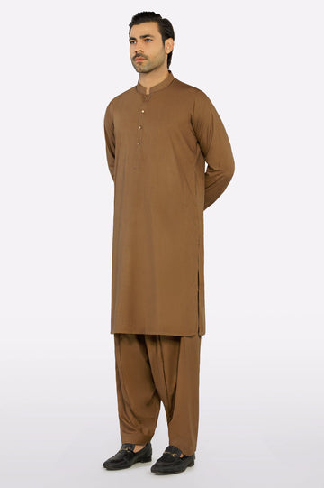 Brown Wash & Wear Shalwar Kameez
