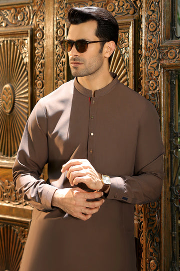 Brown Wash & Wear Shalwar Kameez