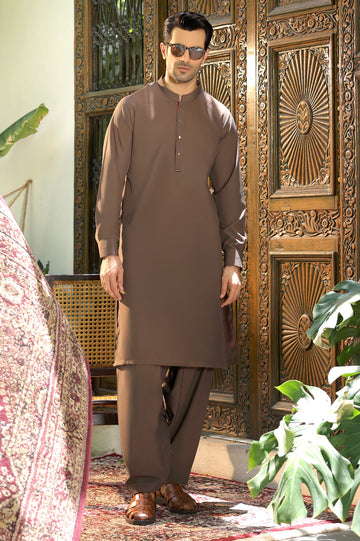 Brown Wash & Wear Shalwar Kameez