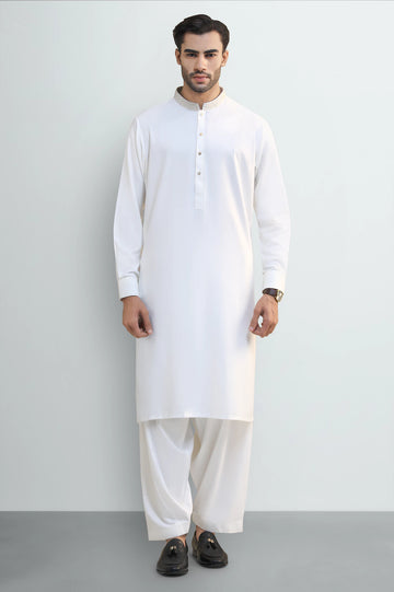 Off White Wash & Wear Shalwar Kameez