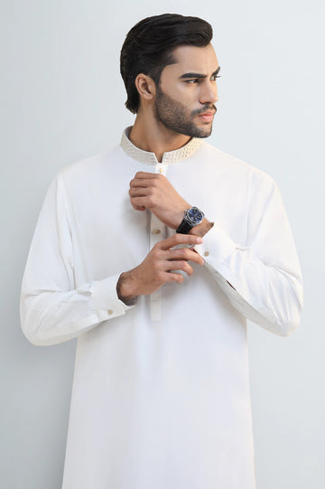 Off White Wash & Wear Shalwar Kameez