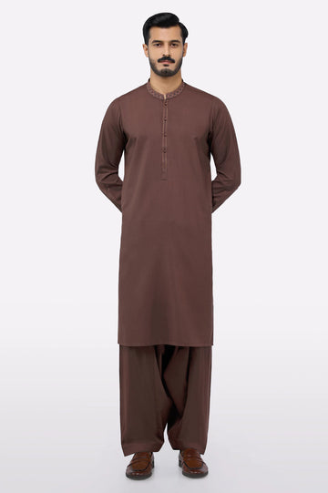 Brown Wash & Wear Shalwar Kameez