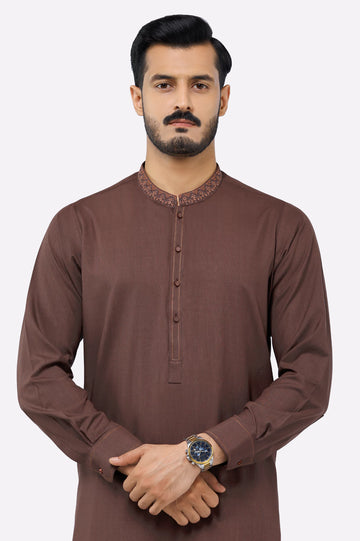 Brown Wash & Wear Shalwar Kameez