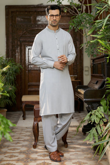Light Grey Wash & Wear Shalwar Kameez