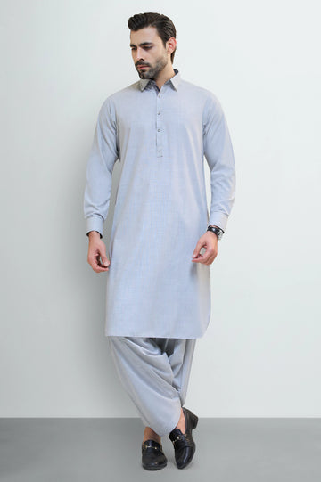 Light Grey Wash & Wear Shalwar Kameez