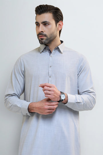 Light Grey Wash & Wear Shalwar Kameez