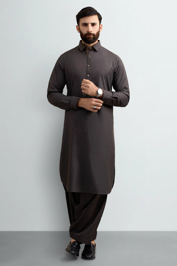 Dark Brown Wash & Wear Shalwar Kameez