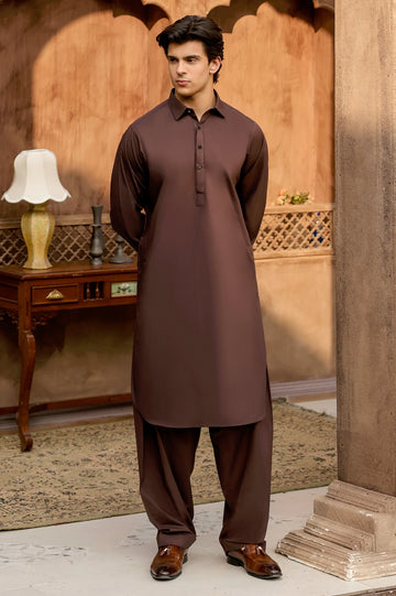 Dark Brown Wash & Wear Shalwar Kameez