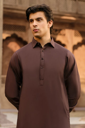 Dark Brown Wash & Wear Shalwar Kameez