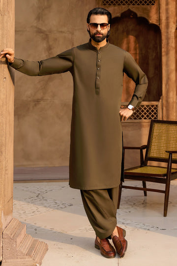 Dark Green Cotton Shalwar Kameez