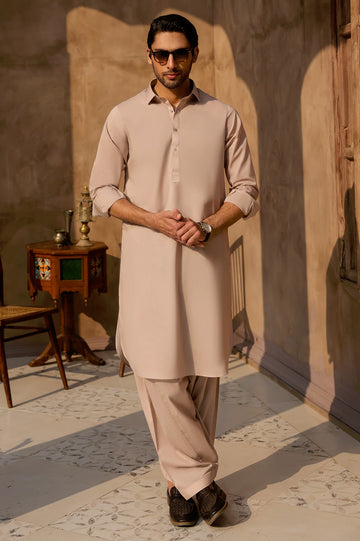 Fawn Wash & Wear Shalwar Kameez