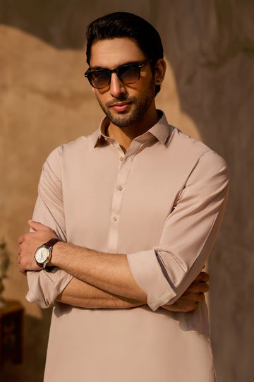 Fawn Wash & Wear Shalwar Kameez