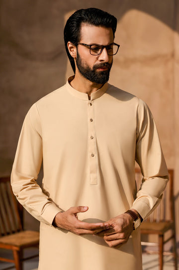 Fawn Cotton Shalwar Kameez
