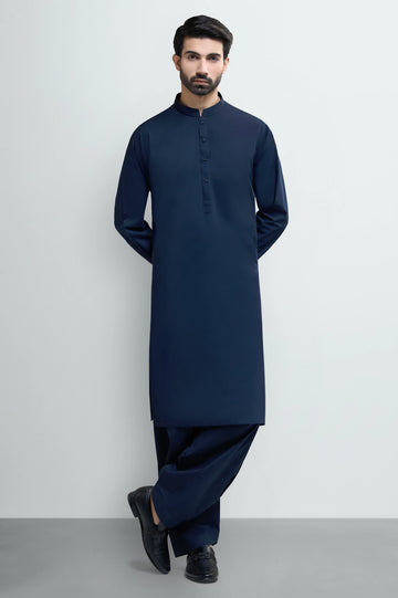 Navy Blue Cotton Shalwar Kameez