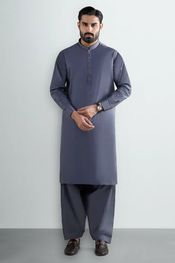 Dark Grey Cotton Shalwar Kameez