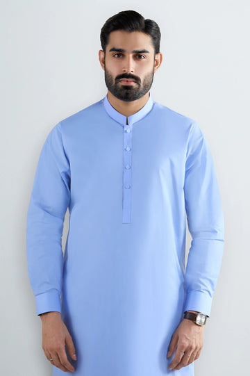 Sky Blue Cotton Shalwar Kameez