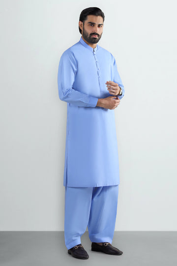 Sky Blue Cotton Shalwar Kameez