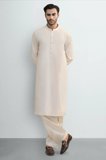 Cream Cotton Shalwar Kameez