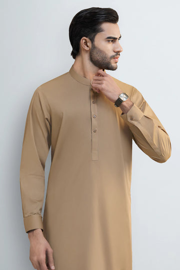 Dark Fawn Cotton Shalwar Kameez