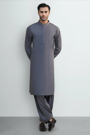 Dark Grey Cotton Shalwar Kameez