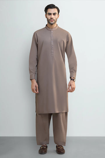 Light Brown Cotton Shalwar Kameez