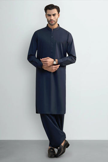 Navy Blue Cotton Shalwar Kameez