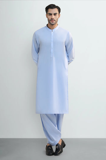 Sky Blue Cotton Shalwar Kameez