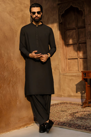 Black Wash & Wear Shalwar Kameez
