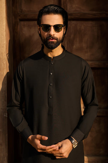 Black Wash & Wear Shalwar Kameez