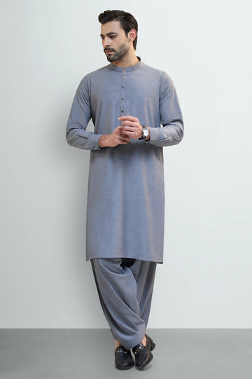 Light Grey Wash & Wear Shalwar Kameez