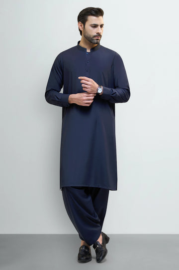 Navy Blue Wash & Wear Shalwar Kameez