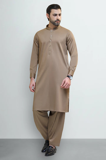 Brown Cotton Shalwar Kameez