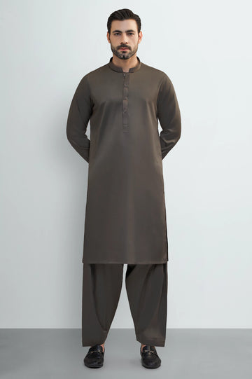 Dark Brown Cotton Shalwar Kameez