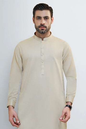 Dark Fawn Cotton Shalwar Kameez