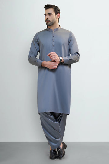 Grey Cotton Shalwar Kameez