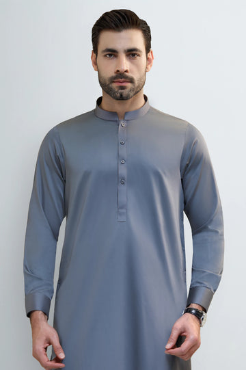 Grey Cotton Shalwar Kameez