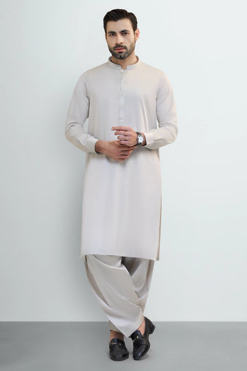 Light Beige Cotton Shalwar Kameez