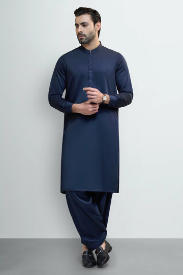Navy Blue Cotton Shalwar Kameez