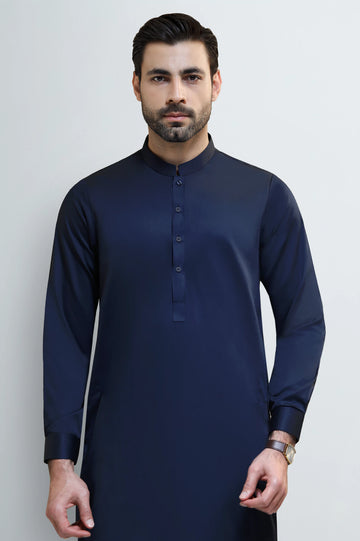 Navy Blue Cotton Shalwar Kameez