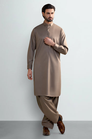 Brown Wash & Wear Shalwar Kameez