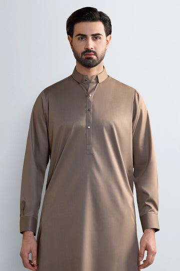 Brown Wash & Wear Shalwar Kameez