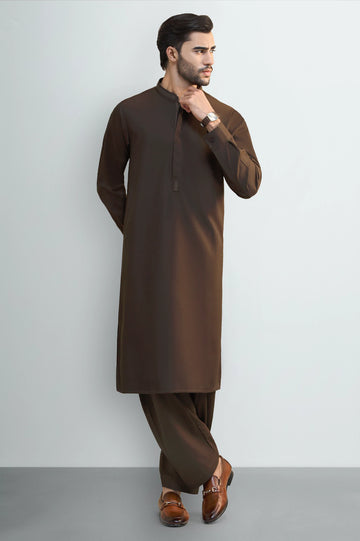 Coffee Brown Wash & Wear Shalwar Kameez